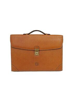 Loewe Business Light Brown Gold Anagram Leather Briefcase